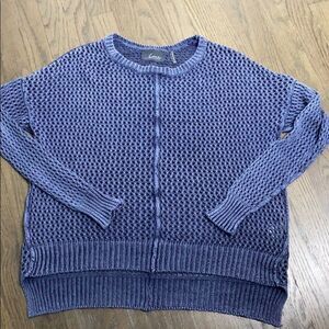 Line knitwear Washed Blue Open Weave Sweater